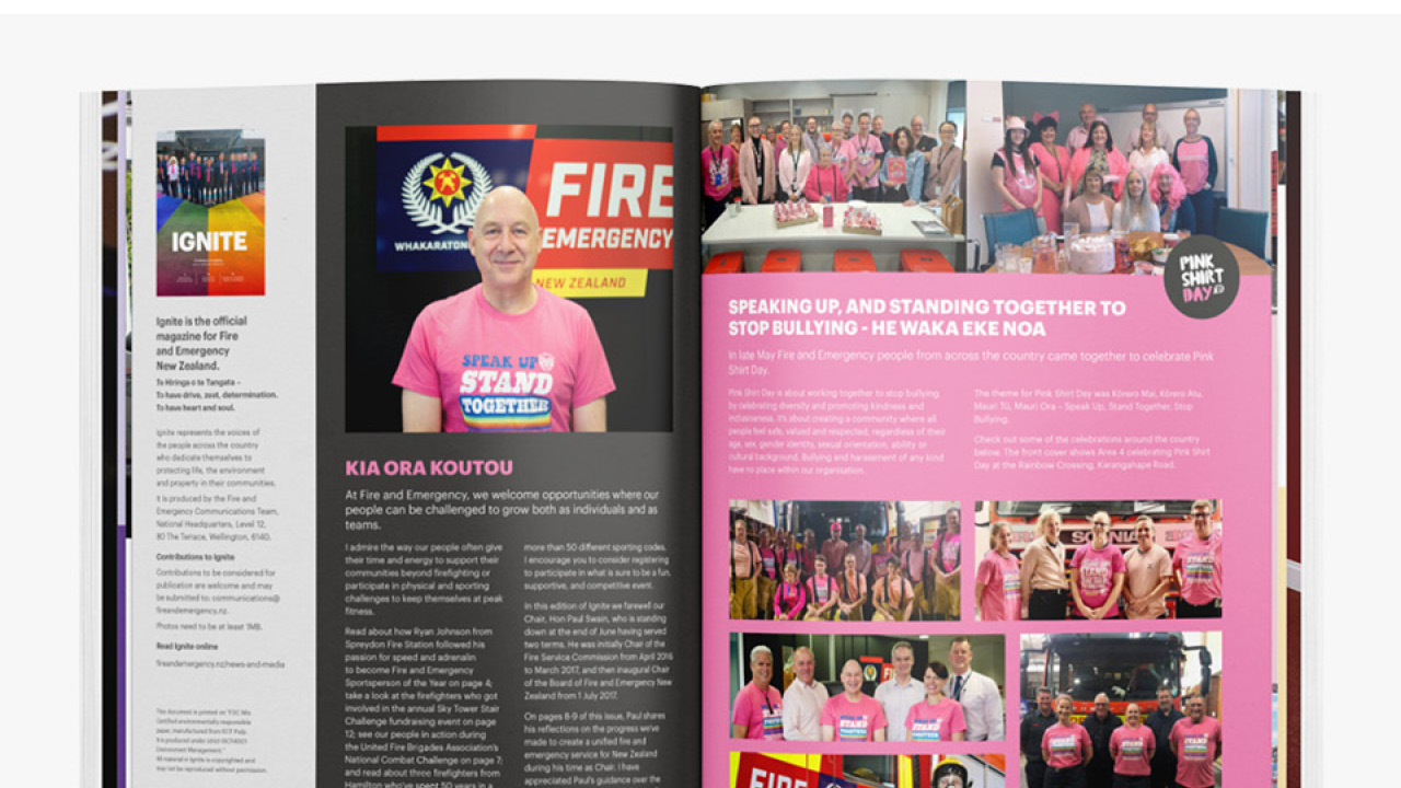 Fire and Emergency NZ Ignite magazine design