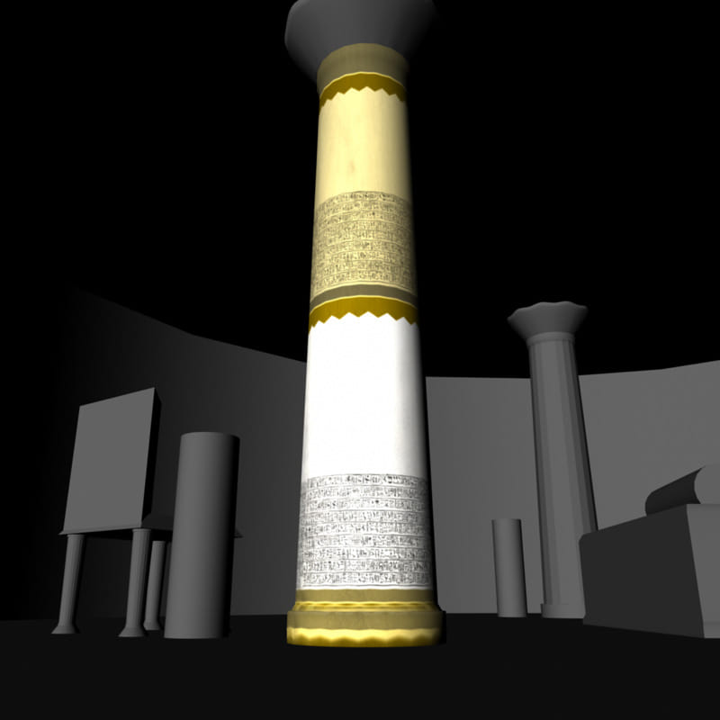 A work-in-progress shot of one of the room pillars.