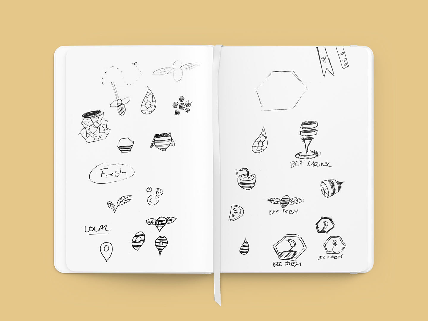 Logo design sketches for Bee Fresh Farms
