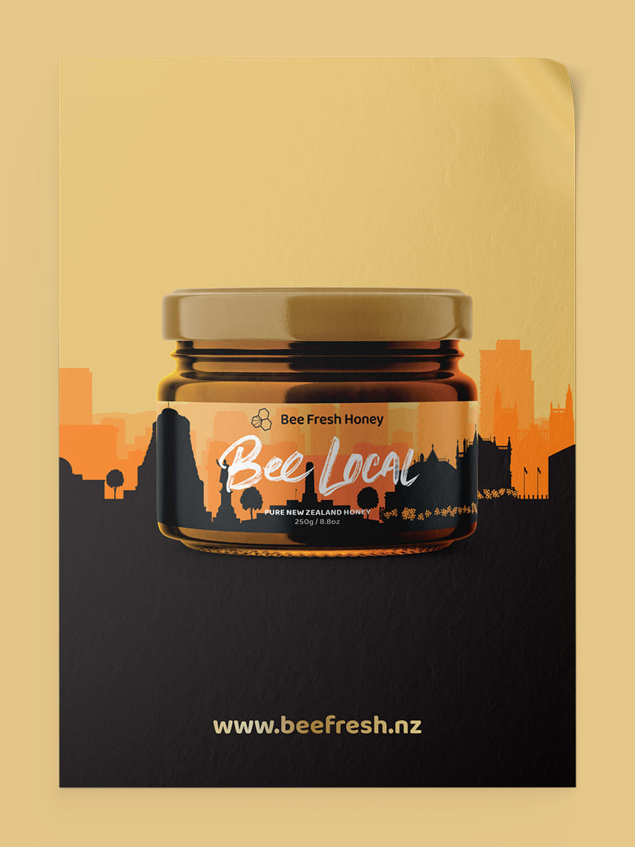 Bee Fresh Farms Bee Local honey jar poster