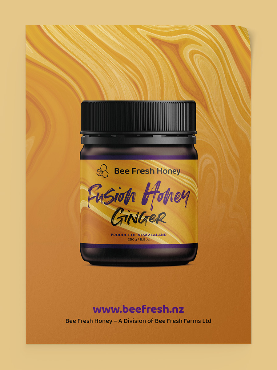 Bee Fresh Farms Fusion Honey poster ginger flavour