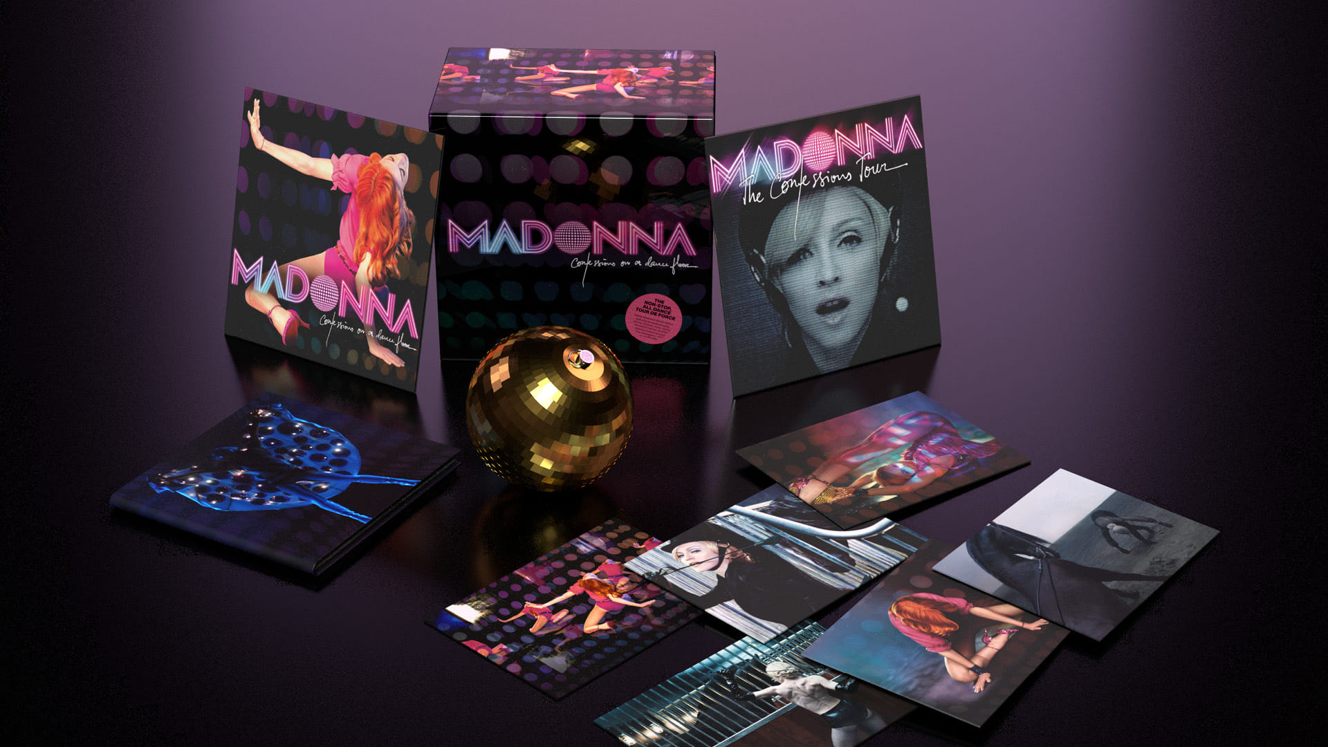 Madonna's "Confessions on a Dance Floor" box set spread out