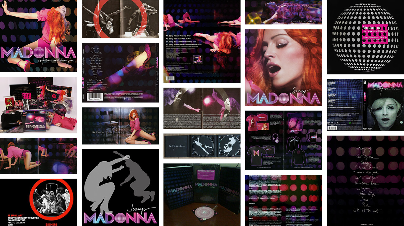 Madonnas Confessions on a Dance Floor album's original pressings in CD, vinyl LP and promotional items