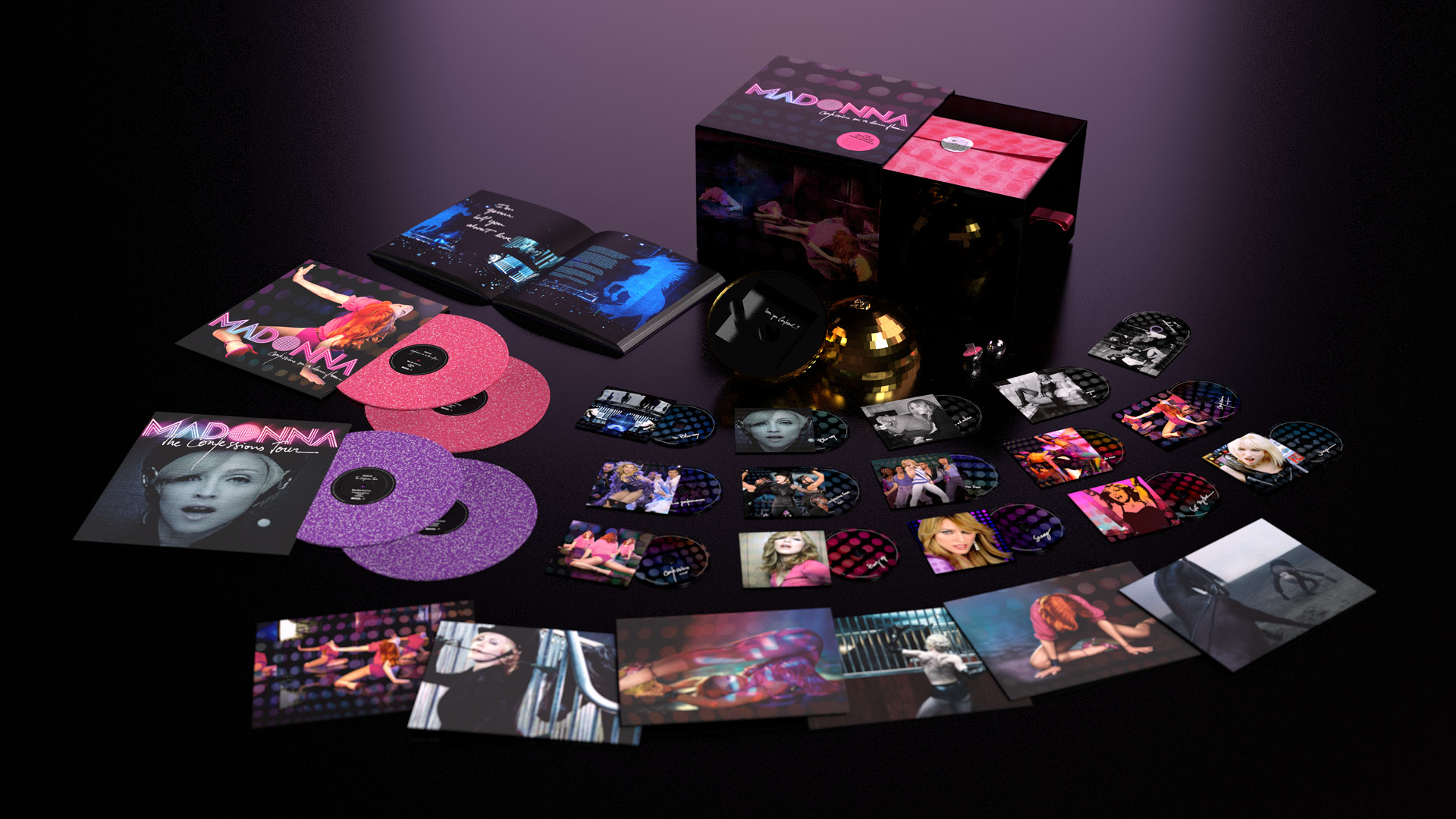 Madonna's "Confessions on a Dance Floor" box set spread out