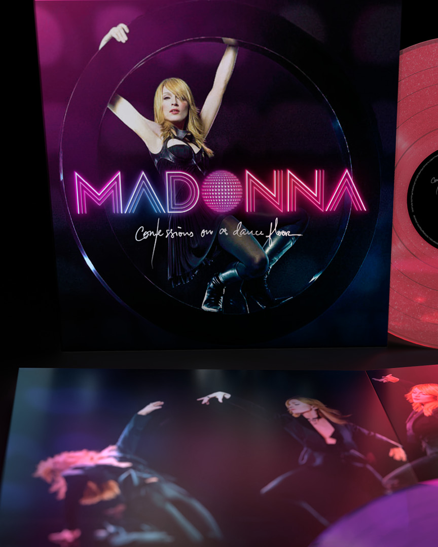 Madonna's "Confessions on a Dance Floor" 20th anniversary vinyl concept artwork by Bradley Pratt