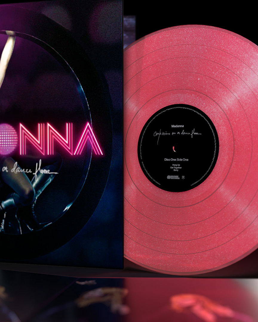 Madonna's "Confessions on a Dance Floor" 20th anniversary vinyl concept artwork by Bradley Pratt