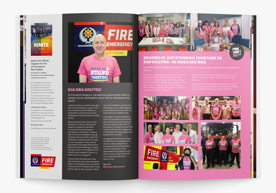 Fire and Emergency NZ Ignite magazine spread