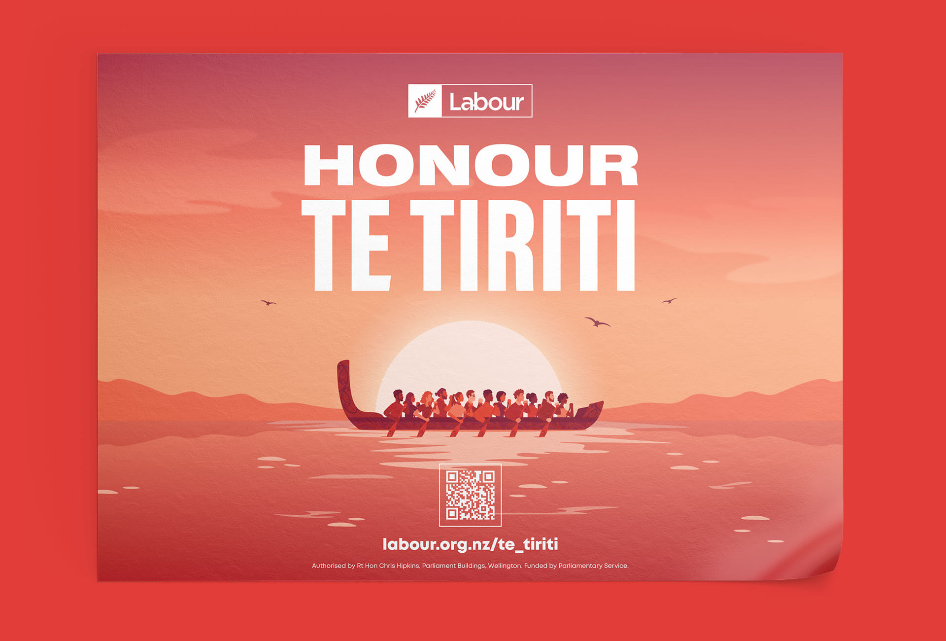 Honour Te Tiriti poster designed for Labour campaigns.