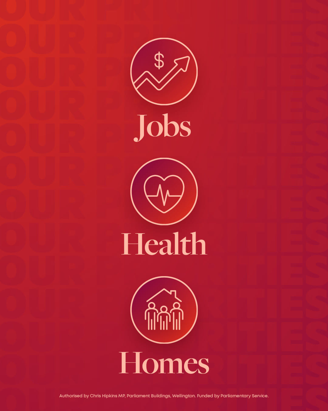 Social media posts promoting Chris Hipkins' State of the Nation 2025 speech.