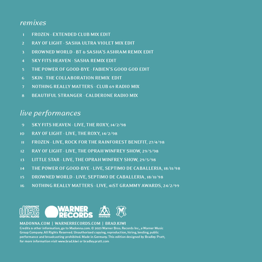 CD-4: Remixes and live performances from Madonna's "Ray of Light" album