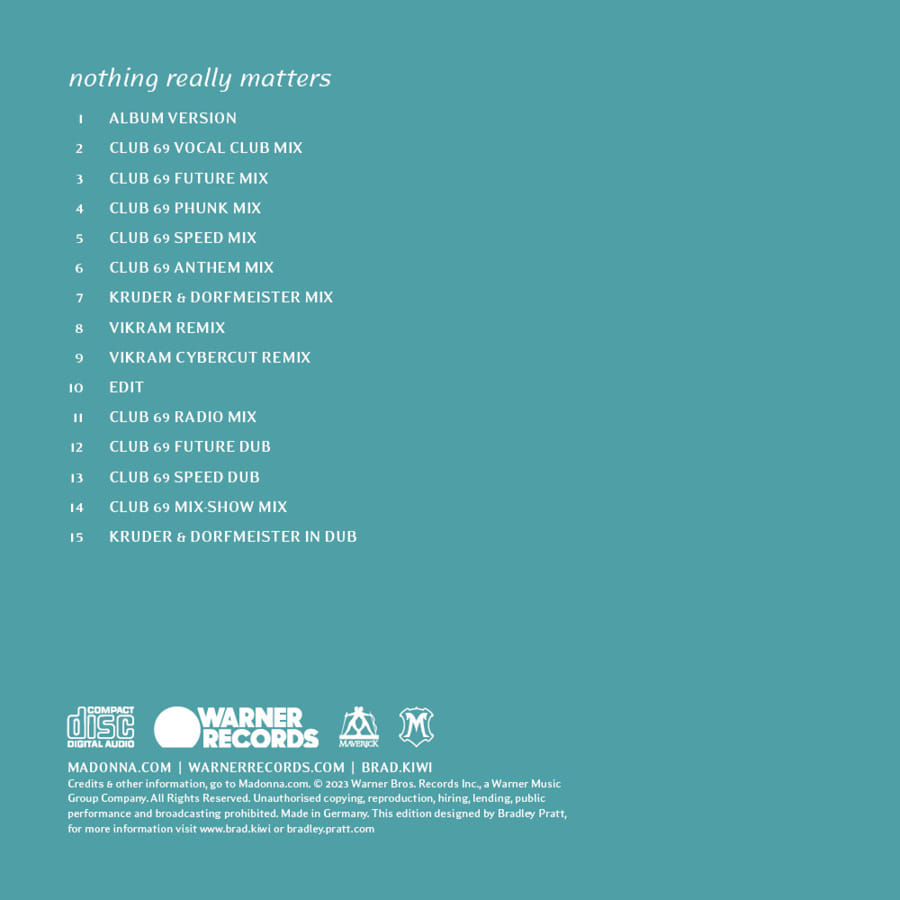 CD-9: Madonna's "Nothing Really Matters" single remixes