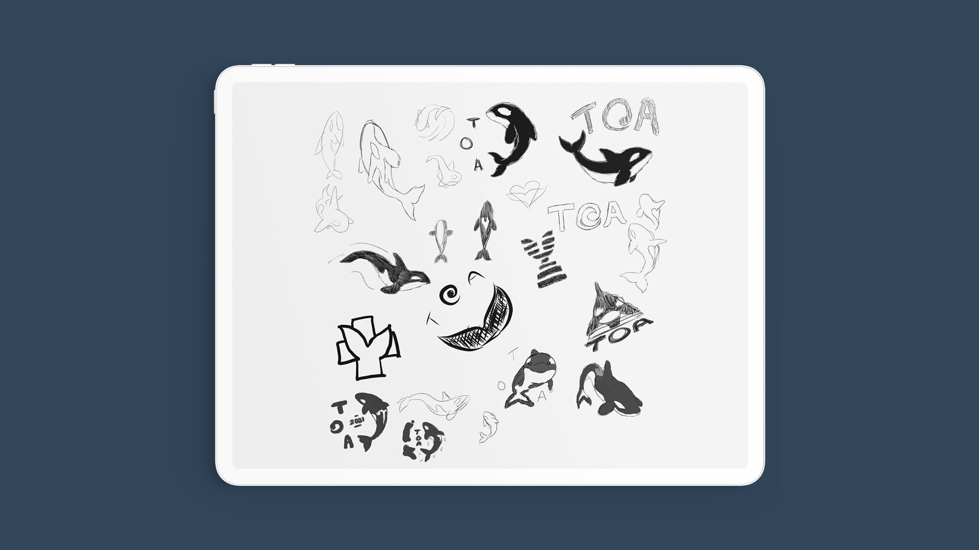My initial exploratory sketches and ideas for what a Toa design could look like