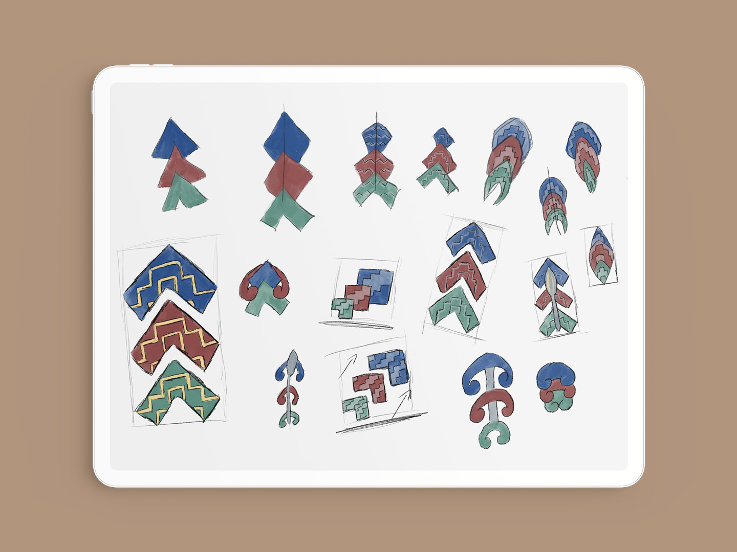 My second series of concept illustrations that include chevrons, waka paddles, koru and hammerhead shapes